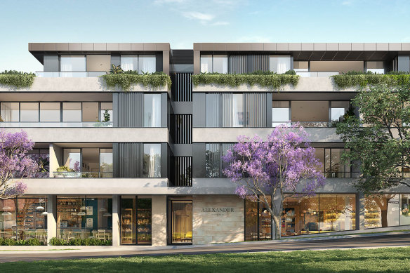 An artist’s image of the planned Alexander Residences on Alexander Street in Crows Nest. 