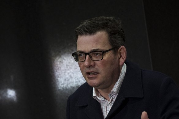 Victorian Premier Daniel Andrews at Sunday’s press conference. 