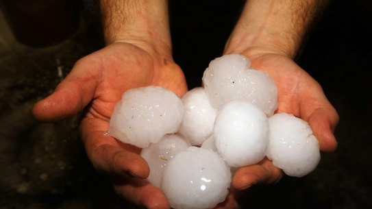 Some of the hailstorms that lashed Sydney on the evening of April 14, 1999.