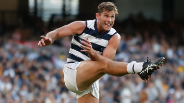 Tom Hawkins in action for Geelong.