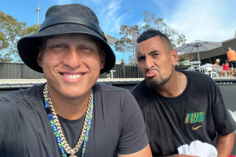 Christos and Nick Kyrgios after practice.