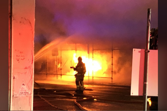 A vacant former furnishings store has been engulfed in flames overnight.