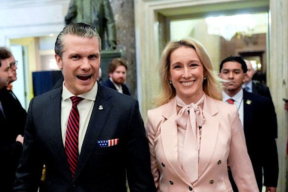 US Secretary of Defence Pete Hegseth and wife Jennifer in March.
