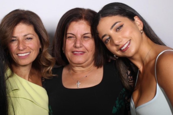 Abbir Dib (right) with her mum and Teta at her brother’s wedding.