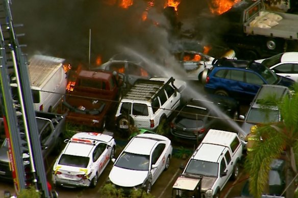 Fire crews had the blaze under control about 2pm, but it was still burning several hours later.
