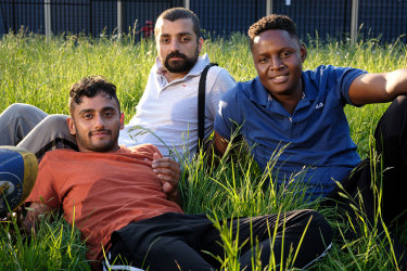 Arka Das, Rahel Romahn, Thuso Lekwape in Here Out West, a beautifully assembled telemovie set in Sydney’s migrant communities.
