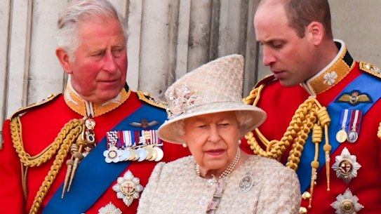 The Queen with her son Prince Charles and grandson William.