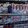 Workers remove the ‘She Matters’ mural in Hosier Lane, Melbourne