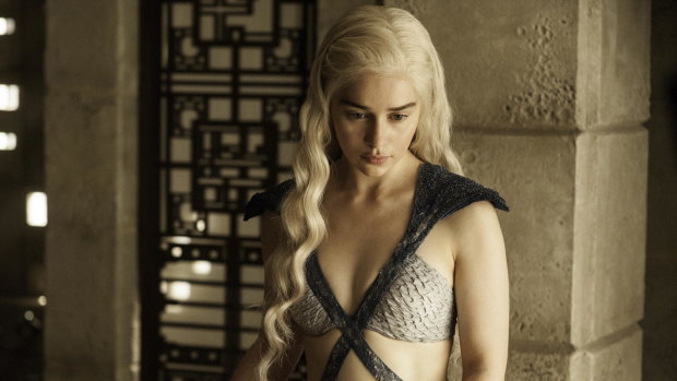 Daenerys Targaryen, Jon Snow's lover and aunt, in Game of Thrones.
