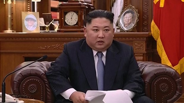 Kim Jong-un delivers a televised New Year's Day speech in North Korea.
