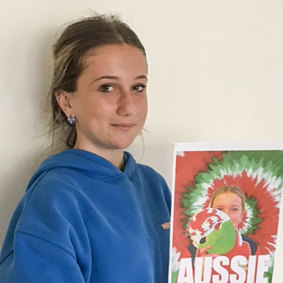 Sabrina Williams of Bellarine Secondary holds her take on the AUSSIE poster.