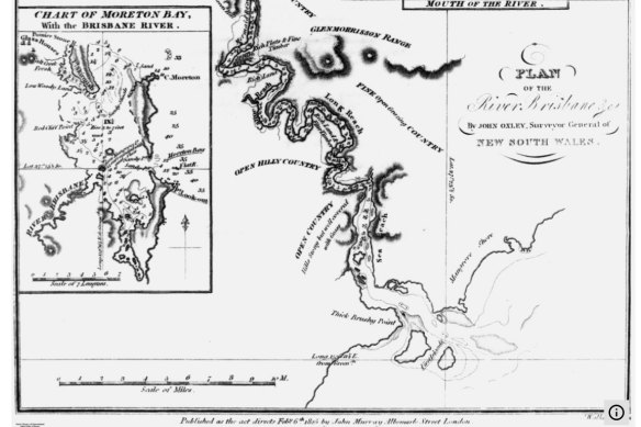 In 1823, explorer John Oxley sketched what he found in the area now known as Brisbane.