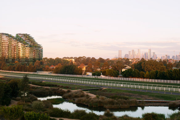 An artist’s impression of the new luxury development The Darley at Flemington Racecourse.
