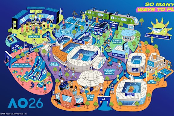 The Australian Open precinct map for 2026.