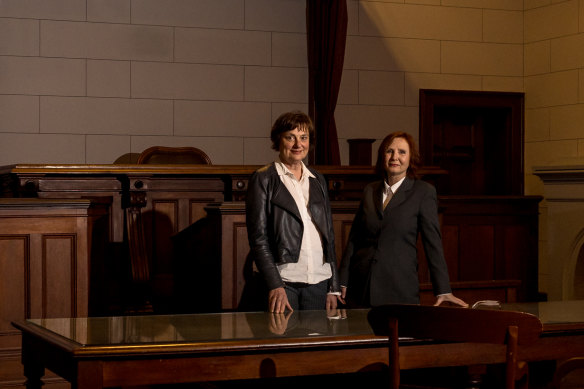 Heritage consultant Deborah Kemp (left) and historian Jacqui Durrant inside the old courthouse in Beechworth.