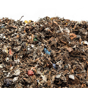 The heap: Construction waste piled high.
