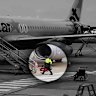 An image of a teenager who allegedly attempted to hijack a Jetstar flight at Avalon Airport boarding the flight in high-vis.