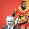 Anthony Albanese, Justin Olam and Peter V’landys.