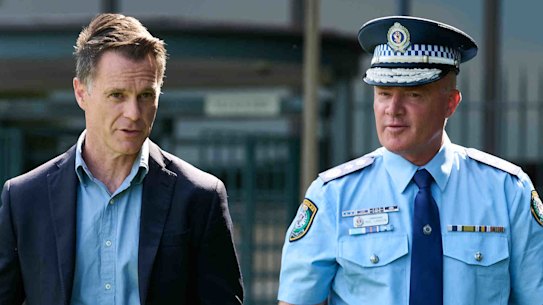 NSW Premier Chris Minns and Police Commissioner Mal Lanyon speak to the media about the rally on Saturday.