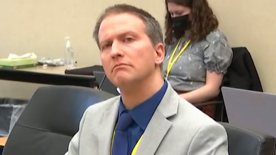 Derek Chauvin, pictured in court on Monday.