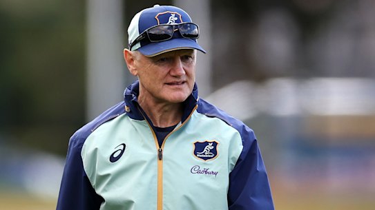 AUCKLAND, NEW ZEALAND - SEPTEMBER 25: Joe Schmidt, head coach of Australia during an Australia Wallabies training session at Dilworth School on September 25, 2025 in Auckland, New Zealand. (Photo by Fiona Goodall/Getty Images)