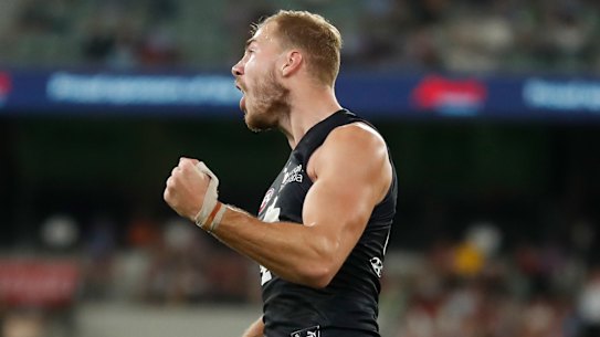 Blues forward Harry McKay kicked four goals in the win over Essendon.