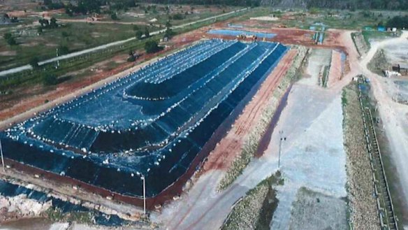 One of the hills of radioactive residue that is causing problems for Lynas in Malaysia. 