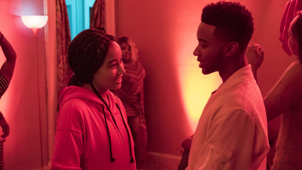 Starr (Amandla Stenberg) and Khalil (Algee Smith) in The Hate U Give.