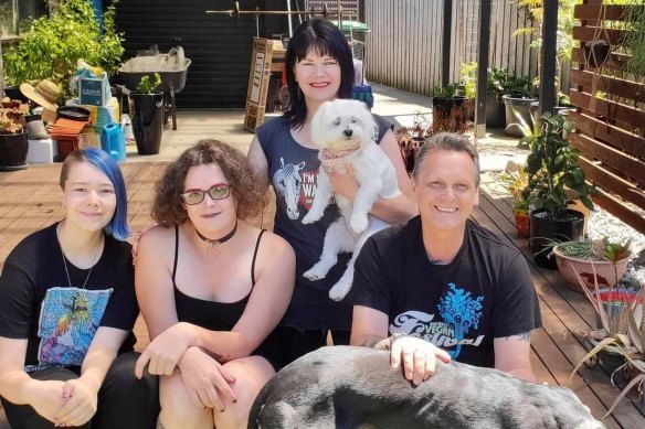 Animal Justice MP Andy Meddick with his wife April and their children Eden (left) and Kielan.