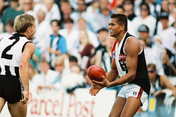Nicky Winmar during the game against Collingwoof.