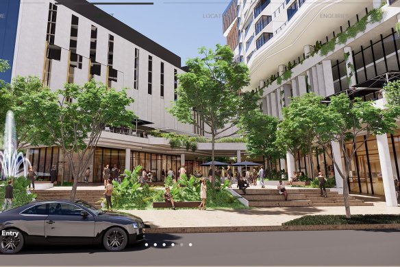 The Sherwood Road entry to the proposed Toowong Town Centre development. 