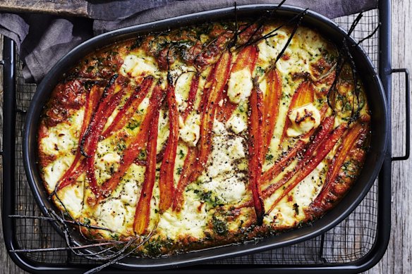 Caramelised carrot and goat's cheese frittata.