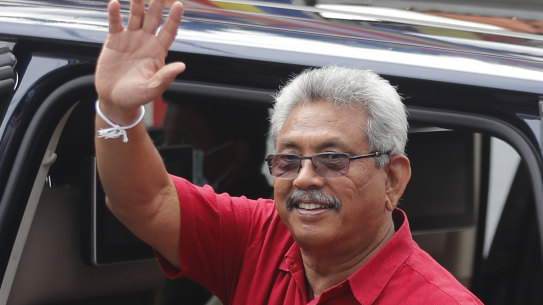 Sri Lankan President Gotabaya Rajapaksa leaves after casting his vote, outside a polling station in Colombo, Sri Lanka, on Wednesday.