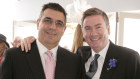 In happier times:  Andrew Demetriou and Eddie McGuire at Derby Day in 2008.