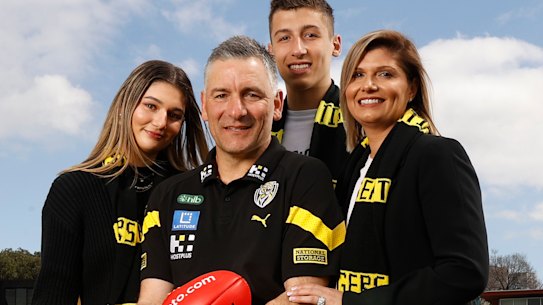New Richmond coach Adem Yze with his children Jasmine and Noah, and wife Afijet.