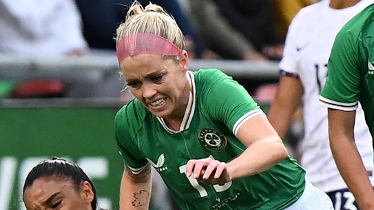 Denise O’Sullivan of Ireland, pictured during a different match against France earlier this month, was taken to hospital on Friday night.