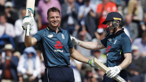 England's Jos Buttler celebrates his match-winning century against Pakistan at the weekend.