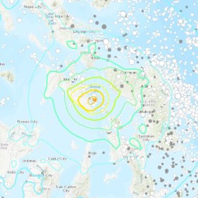 The shallow earthquake struck the Samar region of the Philippines on Tuesday.