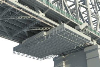 Three movable platforms will be installed beneath the Story Bridge to enable maintenance. 