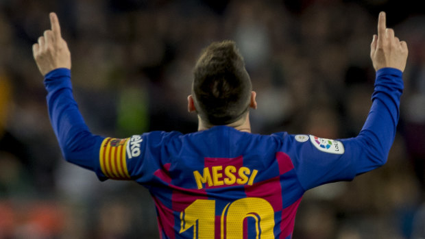 Messi acknowledges the Barca faithful – and his own brilliance.