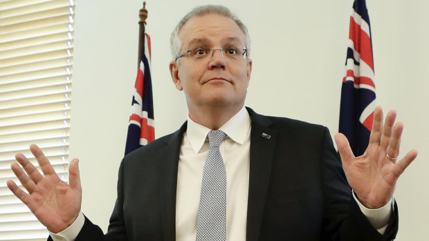 Prime Minister Scott Morrison during a Coalition joint party room meeting at Parliament House in Canberra on Tuesday.