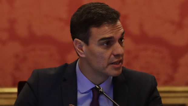 Spain's Prime Minister Pedro Sanchez presides over a weekly Cabinet meeting with government ministers held in Barcelona, Spain.