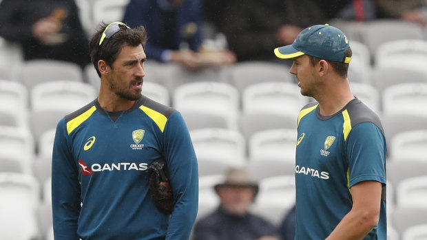 Mitchell Starc (left) has endured a dramatic fall from grace during the Ashes series so far.
