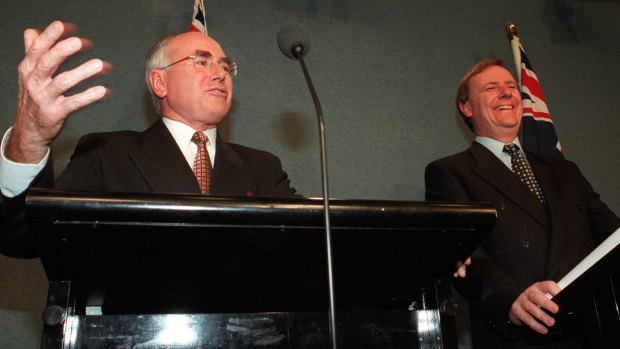 After coming to a compromise agreement on the GST with the Australian Democrats, John Howard and Peter Costello hold a media conference.