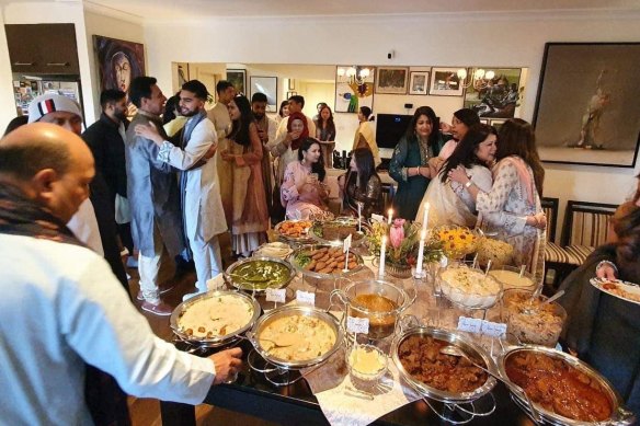 Family and friends congregate for Eid at Ahelee’s home.