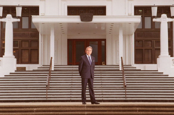 Tony Eggleton on the steps of Old Parliament House in 1997.