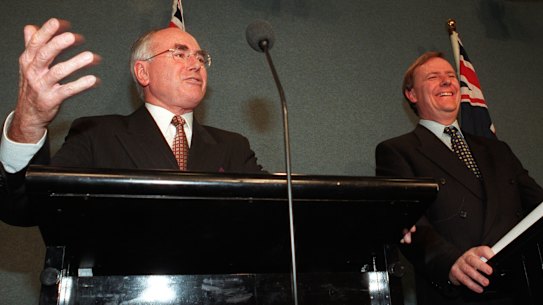 After coming to a compromise agreement on the GST with the Australian Democrats, John Howard and Peter Costello hold a media conference.