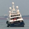 The superyacht Australia stranded off the coast of Singapore on Monday afternoon.