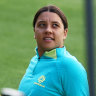 Sam Kerr at Matildas training at Jubilee Stadium.