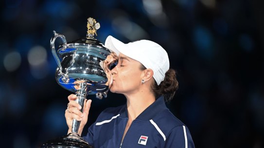 Ash Barty after her Australian Open victory in January. She has since announced her retirement from tennis.